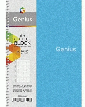 Блокнот Genius В5 клітинка 80 арк спіраль блакитний школярик