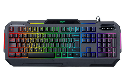 Игровая клавиатура с подсветкой Ergo KB-680 USB light Black. Клавиатура Эрго для ПК с RGB подсветкой клавиш