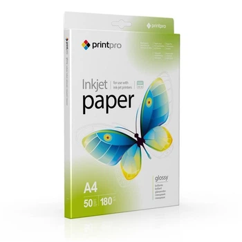 Фотопапiр PrintPro глянцевий 180г/м2 A4 50арк (PGE180050A4)