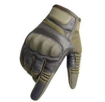 Защитные перчатки полнопалые FQMILITAR004 на липучке Оливковый XL (Kali)
