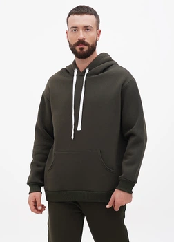 Худи Solo спортивное оверсайз на флисе One Size Хаки Mn1297