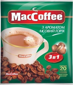 Кавовий напій 3в1 MacCoffee з ароматом лісовий горіх 18 г x 20 шт