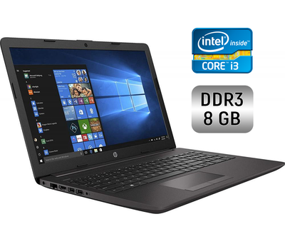 Ноутбук HP 250 G7 / 15.6" (1366x768) TN / Intel Core i3-7020U (2 (4) ядра по 2.3 GHz) / 8 GB DDR4 / 128 GB SSD + 500 GB HDD / Intel HD Graphics 620 / WebCam / Windows 10 б/у