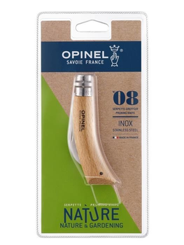 Ніж огородний, розкладний 80мм, бук Opinel №08 blister 000656