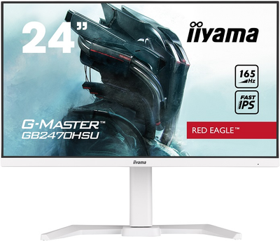Монітор 23.8' Iiyama G-Master GB2470HSU-W5, White, LED, Fast IPS IGZO, 1920x1080 (16:9), 0.8 мс, 165 Гц, 250 кд/м², 1100:1, 178°/178°, HDMI/DP, 2х2 Вт, 2xUSB 2.0, VESA 100x100 мм, AMD FreeSync Premium