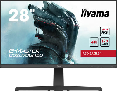Монітор 28' Iiyama G-Master GB2870UHSU-B1, Black, WLED, Fast IPS, 3840x2160 (16:9), 1 мс, 150 Гц, 400 кд/м², 1000:1, 178°/178°, HDMI/DP, 2x2 Вт, 3xUSB 3.0, VESA 100x100 мм, FreeSync Premium