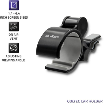 Uchwyt samochodowy Qoltec na kratkę wentylacyjną do smartfona 1.4-6.4" Czarny (5901878512105)
