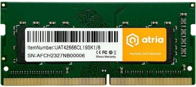 Модуль пам'яті ATRIA 8Gb DDR4 2666MHz sodimm (UAT42666CL19SK1/8)