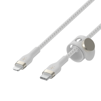 Kabel Belkin BRAIDED SILICONE USB-C - Lightning 1 m Biały (CAA011bt1MWH)