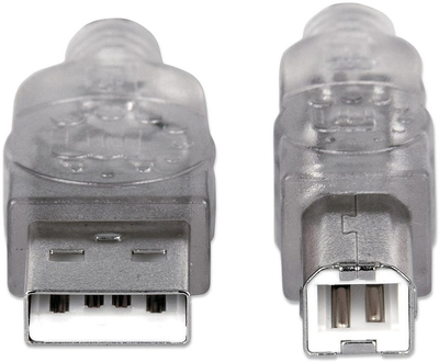 Kabel Manhattan USB 2.0 AM-BM 5 m Srebrny (766623345408)