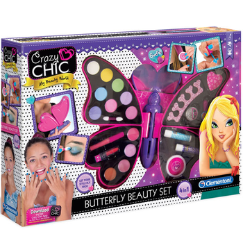 Zestaw dziecięcych kosmetyków dekoracyjnych Clementoni Motyl Crazy Chic do makijażu i manicure (8005125782369)