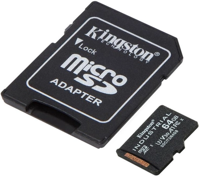 Karta pamięci Kingston microSDXC 64GB Industrial Class 10 UHS-I V30 A1 + SD-adapter (SDCIT2/64GB)