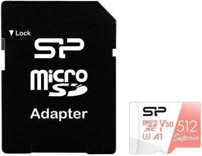 Карта пам'яті Silicon Power Superior Color microSDXC 512GB Class 10 UHS-I U3 A1 V30 + SD-адаптер (SP512GBSTXDV3V20SP)