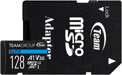 Karta pamięci Team microSDXC 128GB UHS-I/U3 Class 10 Elite + SD-adapter (TEAUSDX128GIV30A103)