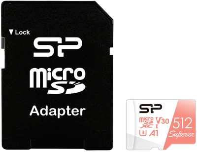 Карта памяти Silicon Power Superior Color microSDXC 512GB Class 10 UHS-I U3 A1 V30 + SD-адаптер (SP512GBSTXDV3V20SP)