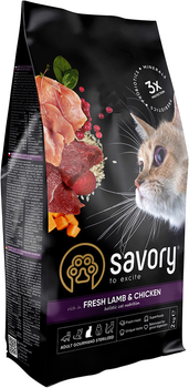 Сухой корм для кастрированных котов Savory Adult Cat Steril Fresh Lamb and Chicken со свежим мясом ягненка и курицей 2 кг (4820232630112)