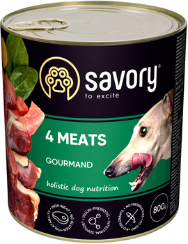 Влажный корм для взрослых собак Savory с четырьмя видами мяса 800 г (4820232630402)