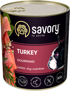Влажный корм для взрослых собак Savory с индейкой 800 г (4820232630525)