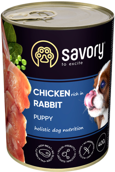 Влажный корм Savory для щенков с кроликом и курицей