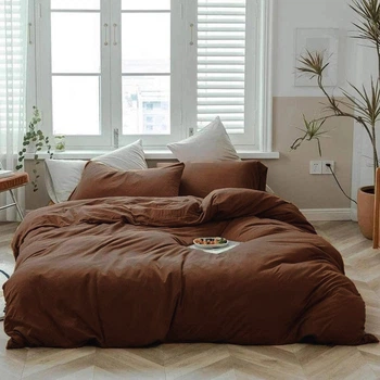 Комплект постельного белья Еней-Плюс Евро 200x220 см Luxe-0003 коричневый Microfiber (4820001331851)
