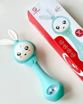 Дитяче музичне брязкальце з прорізувачем для зубів Baby Molar Rattle sobebear YL 5505 інтерактивний зайчик Бірюзовий
