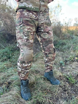 Военые тактические брюки с эластичными вставками брюки Рип-Стоп со съемными защитными наколенниками 3XL(56) Мультикам