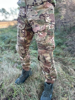 Військові тактичні штани з еластичними вставками штани Ріп-Стоп з знімними захисними наколінниками 3XL(56) Мультикам