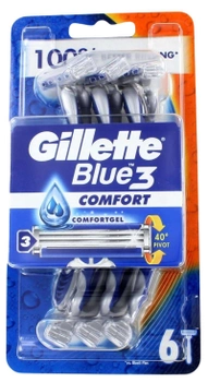 Одноразові чоловічі бритви Gillette Blue3 Comfort Comfortgel 6 шт (7702018489862)