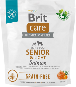 Корм для стареющих собак Brit Care Dog Grain-free Senior & Light беззерновой с лососем 1 кг (8595602558940)