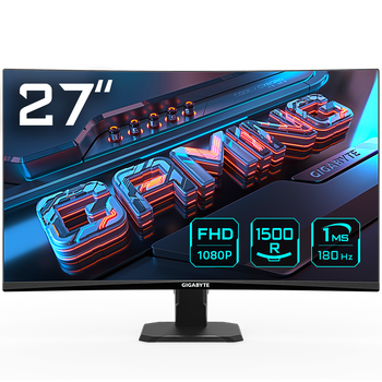 Monitor 27" Gigabyte GS27FC - FHD Super Speed VA / 1500R / 180Hz / 1ms / 8-Bit / sRGB 108% / FreeSync Premium Pro / G-SYNC Compatible / Game Assist / Black eQualizer