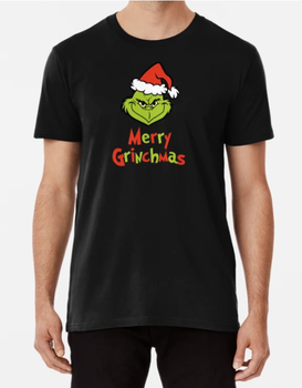 Чоловіча Новорічна футболка Stedman з принтом Merry Grinchmas Грінч Викрадач Різдва Чорний XXL