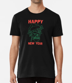 Чоловіча Новорічна футболка Stedman з принтом Happy New Year Зомбі Різдво Новий Рік Чорний М