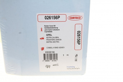 Прокладка клапанної кришки CORTECO 026156P Opel Vectra, Astra, Omega, Zafira, Frontera; Daewoo Nubira, Leganza; Chevrolet Lacetti I90501944, I90466854, 90501944