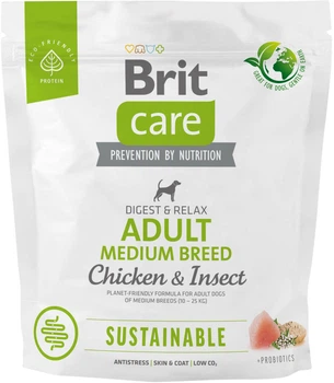 Корм для собак середніх порід Brit Care Dog Sustainable Adult Medium Breed з куркою та комахами