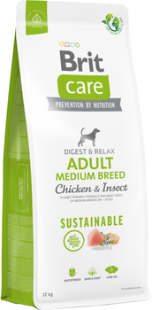 Корм для собак средних пород Brit Care Dog Sustainable Adult Medium Breed с курицей и насекомыми 12 кг (8595602558681)