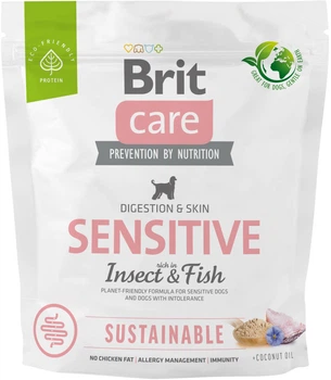 Сухий корм Brit Care Dog Sustainable Sensitive для собак з чутливим травленням з рибою і комахами