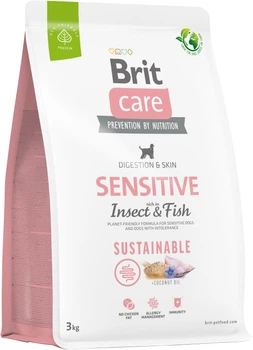 Сухий корм Brit Care Dog Sustainable Sensitive для собак з чутливим травленням з рибою і комахами
