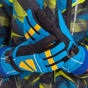 Перчатки горнолыжные детские Zelart 0533 размер M-L (5-8 лет) Light Blue-Black-Yellow