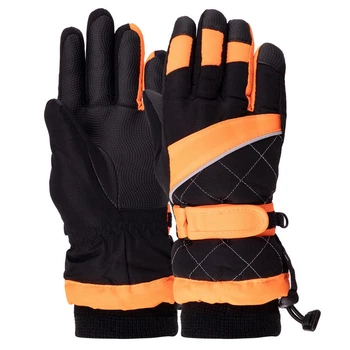 Рукавички гірськолижні дитячі Zelart 7133 розмір ML (5-8 років) Black-Orange