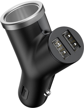 Ładowarka samochodowa Baseus Y type dual USB + cigarette lighter extended car charger 3.1 A Czarny (CCALL-YX01)
