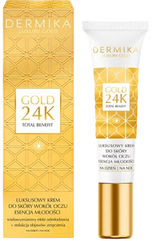 Krem do skóry wokół oczu Dermika Luxury Gold 24K Total Benefit 15 ml (5902046768171)