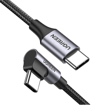 Кабель зарядный Ugreen USB 2.0 Type-C to Type-C 90° PD QC 4.0 с алюминиевым корпусом 3 м (US255)