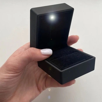Коробочка для кольца с подсветкой Weeding Marry Me, черная - Футляр шкатулка для предложения или свадьбы (601022)