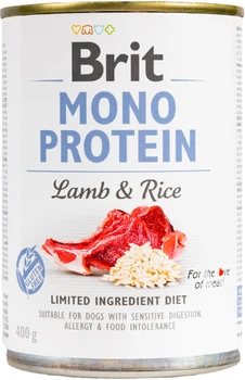Влажный корм для собак Brit Mono Protein с ягненком и рисом 400 г (8595602529728)