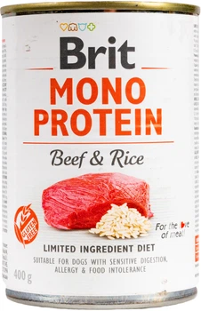 Влажный корм для собак Brit Mono Protein с говядиной и рисом 400 г (8595602529735)