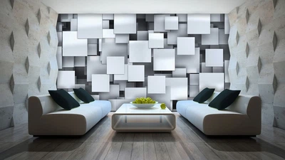Флизелиновые фотообои красивые 254x184 см 3D Серые абстрактные квадраты (2808V4)+клей