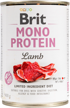 Влажный корм для собак Brit Mono Protein с ягненком 400 г (8595602555369)