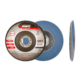 Диск шліфувальний пелюстковий конусний ZIRCONIA Т29 зерно 120 125*22 мм GRANITE GM (8-32-120)