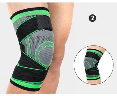 Еластичний наколінник з фіксуючим ременем Knee Support 26WN компресійний бандаж для колінного суглоба Чорно-зелений