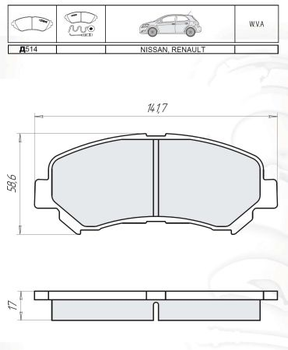 Колодки тормозные дисковые, к-кт. INTELLI D514E